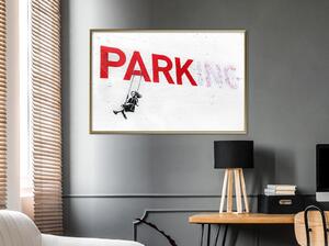 Inramad Poster / Tavla - Banksy: Park(ing) - 45x30 Guldram med passepartout