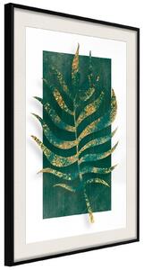 Inramad Poster / Tavla - Gilded Palm Leaf - 20x30 Guldram med passepartout