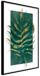 Inramad Poster / Tavla - Gilded Palm Leaf - 30x45 Guldram med passepartout