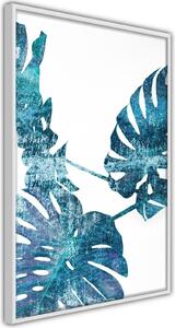 Inramad Poster / Tavla - Sapphire Monstera - 40x60 Svart ram med passepartout