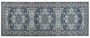 Löparmatta Grå och Blå Polyester 80 x 200 cm Orientalisk Sliten Vardagsrum Sovrum Dekorationer Beliani