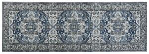 Löparmatta Grå och Blå Polyester 80 x 240 cm Orientalisk Sliten Vardagsrum Sovrum Dekorationer Beliani