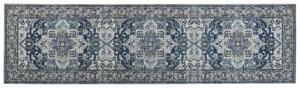 Löparmatta Grå och Blå Polyester 80 x 300 cm Orientalisk Sliten Vardagsrum Sovrum Dekorationer Beliani