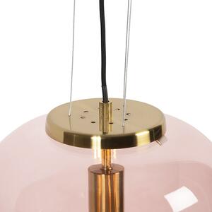 Art Deco hängande lampa mässing med rosa glas - Bliss