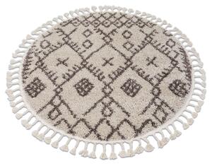 Matta BERBER TANGER B5940 cirkel grädde / brun Fringe Berber marockansk shaggy