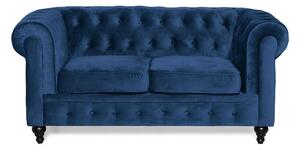 CHESTERFIELD Soffa 2-sits Blå Sammet -