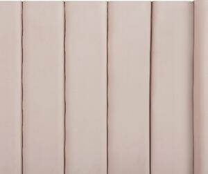 Dubbelsäng Pastellrosa Sammet 160 x 200 cm Lamellbas med Förvaringsbänk Tuftad Beliani