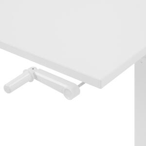 Manuellt Justerbart Skrivbord Vit Trä Bordsskiva Pulverlackerad Stålram Sitta/Stå 130 x 72 cm Modern Design Beliani