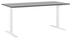 Manuellt Justerbart Skrivbord Svart Trä Bordsskiva Pulverlackerad Vit Stålram Sitta/Stå 160 x 72 cm Modern Design Beliani