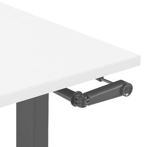 Manuellt Justerbart Skrivbord Vit Trä Bordsskiva Pulverlackerad Svart Stålram Sitta/Stå 160 x 72 cm Modern Design Beliani