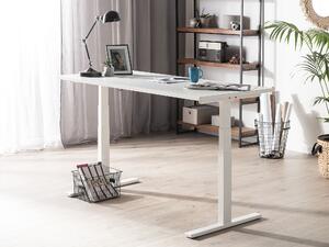 Elektriskt Justerbart Skrivbord Vit Trä Bordsskiva Pulverlackerad Stålram Sitta/Stå 130 x 72 cm Modern Design Beliani