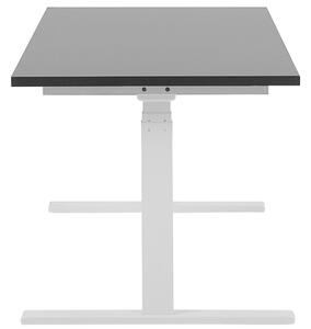 Elektriskt Justerbart Skrivbord Svart Trä Bordsskiva Pulverlackerad Vit Stålram Sitta/Stå 130 x 72 cm Modern Design Beliani