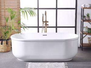 Fristående badkar Glansigt Vit Sanitär Akryl Enkel Oval Modern Minimalistisk design Beliani