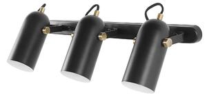 Vägglampa i Svart Metall Justerbar Lampskärm 3 Lampor Industriell Stil För Sovrum och Vardagsrum Beliani