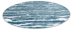 Modern MEFE matta cirkel 8761 Vågor - structural två nivåer av hudna kräm / blå