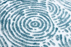Modern MEFE matta 8725 Circles Fingerprint - structural två nivåer av hudna kräm / blå