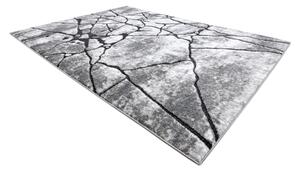 Modern matta COZY 8873 Sprickor, sprucken betong - strukturella två nivåer av hudna mörkgrå