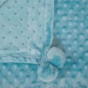 Filt Ljusblå Polyester 150 x 200 med Pom Poms Popcorntextur Mjuk Sängöverkast Beliani