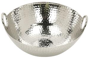 Dekorativ skål Silver Metall Rund med handtag Modernt vardagsrum Glamour Dekoration Beliani