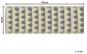 Rektangulär Utomhusmatta 60 x 105 cm i Grå och Gul Färg av Syntetiskt Material med Triangelmönster Balkongtillbehör Beliani