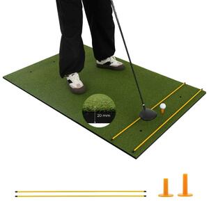 Golf-tee-matta 2 gummi-tees och 2 inriktningsstavar 6 tee-positioner 152 x 92 cm tjocklek 20 mm