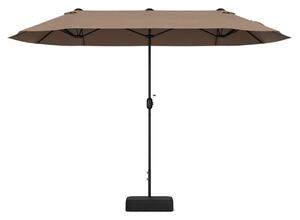 Dubbelparasoll med stativ 400 x 200 cm parasoll stor XXL brun