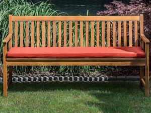 3-sits Trädgårdsbänk 160 cm i Klassisk Stil av Ljus Akacieträ med Kudde i Röd Färg till Balkong eller Terrass Beliani