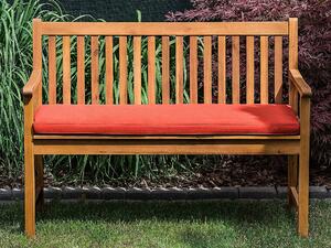2-sits Trädgårdsbänk 120 cm i Klassisk Stil av Ljus Akacieträ med Kudde i Röd Färg till Balkong eller Terrass Beliani