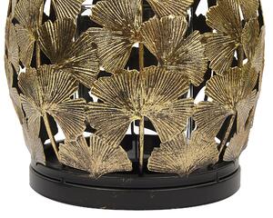 Ljuslykta Metall Guld 27 cm med Glas Ljushållare Lövmönster Modern Beliani