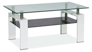 KOBRIN II Soffbord 110 cm med Förvaring Hylla Glas/Vit - Vit/Grå