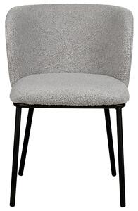 Uppsättning med 2 matstolar Grå polyesterklädsel Svarta metallben Armlöst böjt ryggstöd Modern modern design Beliani