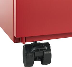 Förvaringsskåp Röd Metall med 3 lådor Nyckellås Hjul Industriell Modernt Hemkontor Garage Beliani