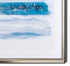 Tavla Blå Mässingsram 60 x 80 cm Print Inramad Passe-Partout Akvarelleffekt Glamour Beliani