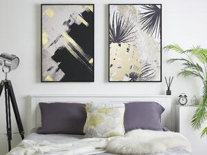 Kanvas Konst Tryck Svart och Vit 93 x 63 cm Abstrakt Polyester och MDF Modern Beliani