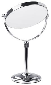 Sminkspegel Silver Metall ø 20 Dubbelsidig Vändbar Sminkbord Spegel Elegant Glamourdesign Sovrum Vardagsrum Beliani