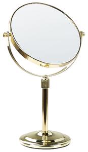 Sminkspegel Guld Metall ø 20 Dubbelsidig Vändbar Sminkbord Spegel Elegant Glamourdesign Sovrum Vardagsrum Beliani