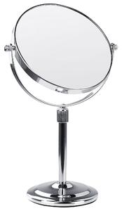 Sminkspegel Silver Metall ø 20 Dubbelsidig Vändbar Sminkbord Spegel Elegant Glamourdesign Sovrum Vardagsrum Beliani