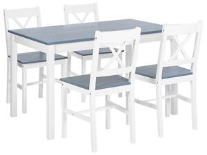 Matgrupp av bord och 4 stolar vit/grå MOANA Beliani