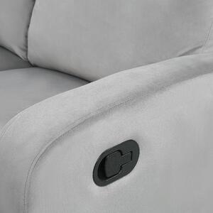Manuell Reclinersoffa Ljusgrå Sammetsklädsel 3-sits Modern Design Liggfunktion Beliani