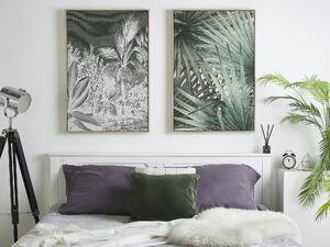 Kanvas Konst Tryck Grön 93 x 63 cm Palmträd Löv Polyester och MDF Boho Modern Beliani