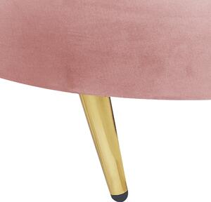 Soffa Pastellrosa Glamour Kurvad Retro 3-sits med Guld Metallben Beliani