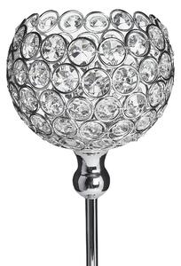 Värmeljusstake Silver Metall Skålformad Glaskristaller 27 cm Glamour Accent Dekoration Bordsuppsats Beliani