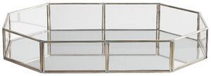 Dekorativ bricka Silver Rostfritt stål och Spegelglas 32 x 22 cm Oktagonform Accentstycke Beliani