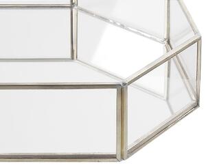 Dekorativ bricka Silver Rostfritt stål och Spegelglas 32 x 22 cm Oktagonform Accentstycke Beliani
