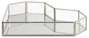 Dekorativ bricka Silver Rostfritt stål och Glas Speglad 28 x 20 cm Accentstycke Beliani