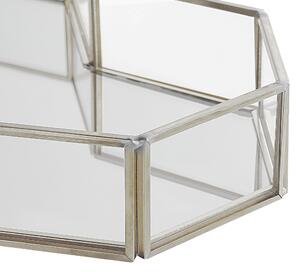 Dekorativ bricka Silver Rostfritt stål och Glas Speglad 28 x 20 cm Accentstycke Beliani