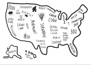 Illustration Funny stereotype map of USA, tupungato