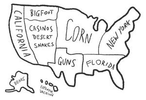 Illustration America according to Europeans - meme map, tupungato