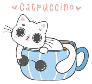 Illustration cute funny playful kitten cat in, Natsicha