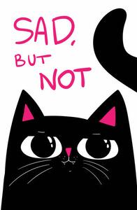 Illustration Black Cat with grumpy face. saying, Marianna Pashchuk